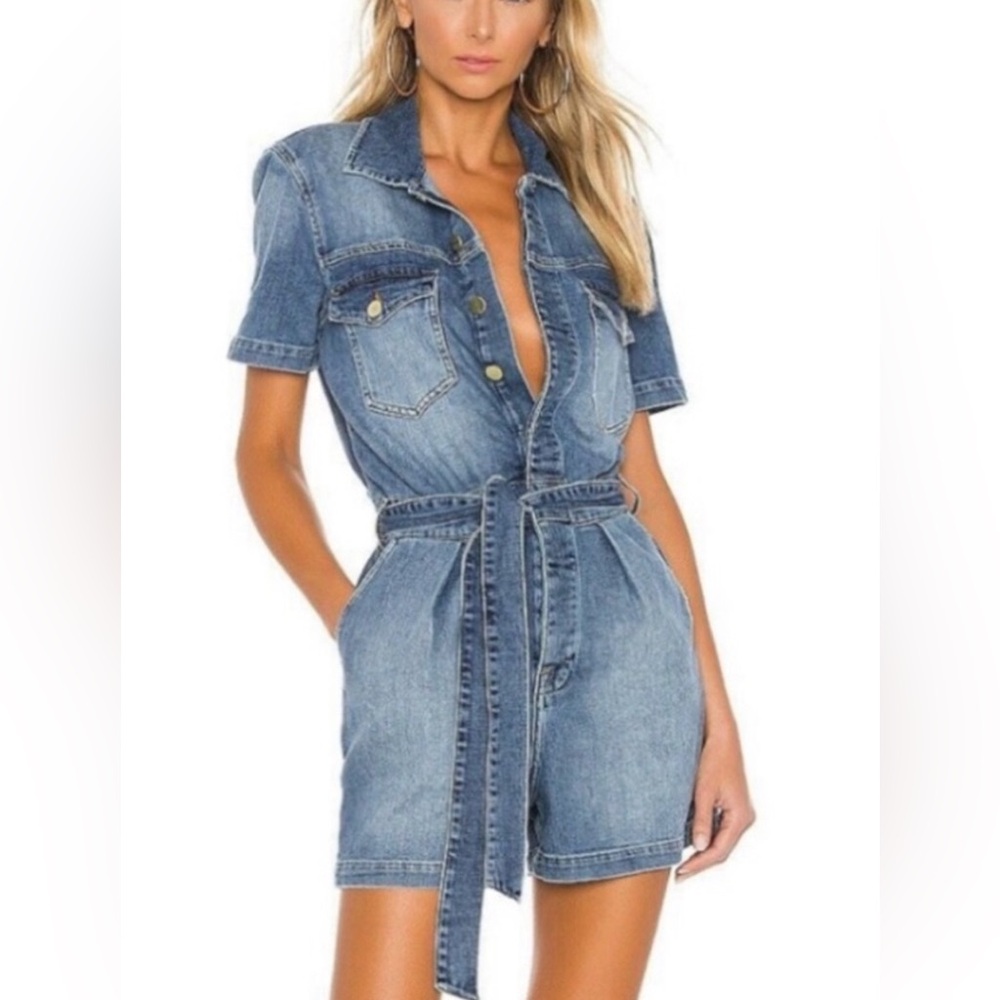 Frame Denim ‘Maxson’ tie-waist denim romper